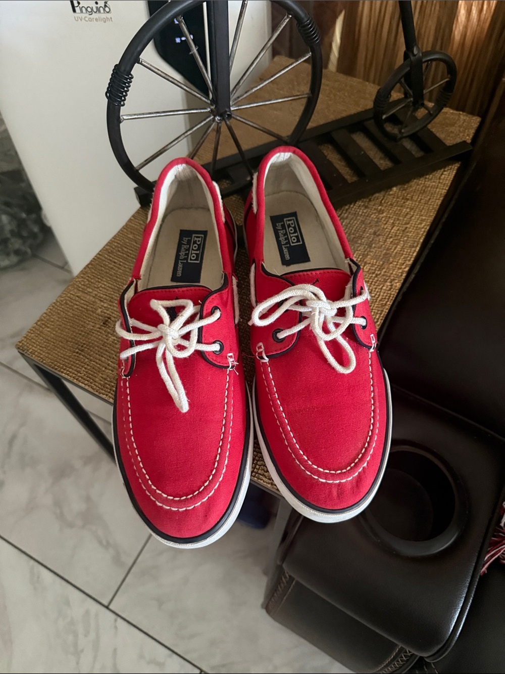 Polo by Ralph Lauren Red Canvas Boat Shoes with White Laces